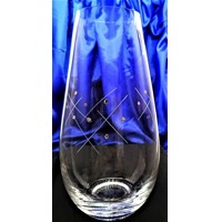 LsG-Crystal Váza skleněná broušená/ rytá křišťál 12 x Swarovski krystal dekor ...