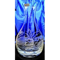 LsG Crystal Láhev dekanter na víno vodu ručně ryté broušené dekor Labuť origin...