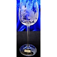 LsG-Crystal Skleničky na bílé víno ručně ryté broušené dekor Víno dárkové balení satén Erika-698 260 ml 2 Ks.