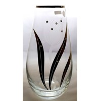 Lsg-Crystal Váza skleněná broušená/ rytá 10 x SWAROVSKI krystal platina květin...