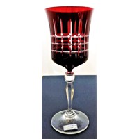 LsG-Crystal Sklenička na bílé víno broušená červená leštěná dárkové balení sat...