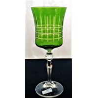 LsG-Crystal Sklenička na bílé víno broušená zelená leštěná dárkové balení saté...