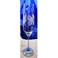 LsG-Crystal Skleničky modré na šampus/ sekt/ šumivá vína ručně broušené ryté Šípek Ella-3998 190 ml 6 Ks.
