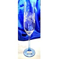 LsG-Crystal Skleničky modré na šampus/ sekt/ šumivá vína ručně broušené ryté Růže Ella-5898 190ml 6 Ks.