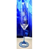 LsG-Crystal Skleničky modré na šampus/ sekt/ šumivá vína ručně broušené ryté Vločka Ella-3798 190 ml 6 Ks.