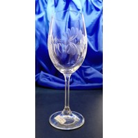 LsG-Crystal Skleničky na bílé víno ručně broušené ryté dekor Růže Lara-301 250ml 6 Ks.