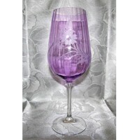 LsG-Crystal Jubilejní číše výroční sklenička broušená barva lila dekor Kytička J-401 600 ml 1 Ks.
