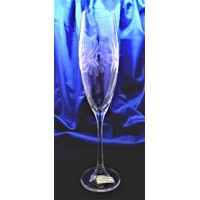 Sektkelch Glas Champagnergläser Hand geschliffen Gravur Rose-1012 200ml 6 Stück.