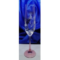 Sektglas Champagnergläser Rosa Stiel Hand geschliffen Distel Ella-3538 190ml 6 Stück.