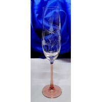 Sekt Glas Champagnergläser Brauner Stiel Hand geschliffen Distel E-2798 190ml 2 Stück.