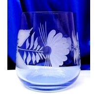 Mehrzweckgläser Wasser Glas Blau Muster Weinlaub Hand geschlffen Basl 7641 340ml 6 Stück.