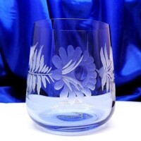 Mehrzweckgläser Wasser Glas Blau Muster Rose Hand geschlffen 7342 340ml 6 Stück.