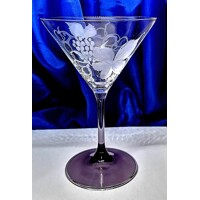 Martini Glas Martingläser Lila Stiel Hand geschliffen Muster Weinlaub Mati-2942 290ml 4 Stück.