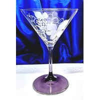 Martini Glas Martinigläser Rosa Stiel Hand geschliffen Muster Kante Mati-2942 290ml 4 Stk.