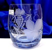 Wassergläser Wasser Glas Blau Muster Weinlaub Hand geschlffen B70681 300ml 2 Stück.