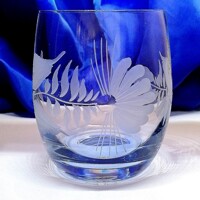 Wassergläser Wasser Glas Blau Muster Hagebutte Hand geschlffen  S90781 300ml 6 Stück.