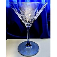 Martini Glas Martingläser Blauer Stiel Hand geschliffen Muster Rose Mati-2962 290ml 4 Stück.