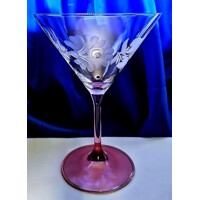 Martini Glas Martingläser Rosa Stiel Hand geschliffen Muster Rose Mati-2962 290ml 4 Stück.