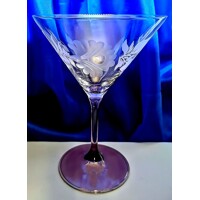 LsG-Crystal Skleničky Martini fialové ručně broušené dekor Růže Mati-2962 290ml 4 Ks.