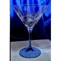 Martini Glas Martingläser Blauer Stiel Hand geschliffen Muster Distel Mr7964 290ml 4 Stück.